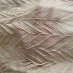 Beige Pleated Textured Acrylic Semi Sheer Scarf with Fringe Trim, size 69”x15” Tan Photo 6