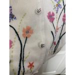 Vintage Butterfly Beaded Flower Embroidered Cardigan Size Small Grannycore White Photo 2