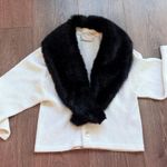 Vintage 70'S JEFFLINKS Acrylic Faux Fur Collar Knit Cardigan Made in USA Large Photo 0