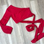 Tularosa Tularose Crop Top one shoulder waist tie crop womens Red (small) going out party Photo 0