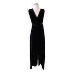 Alice + Olivia Simmons Velvet Black Wrap Dress Silk Maxi Gown Cocktail V-Neck 0 Photo 4
