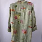 Produce Co 100% Linen Tropical Button Up Shirt Sz M Vacation Beach Green Size M Photo 1