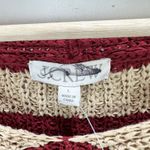 J.Crew  Montauk Pullover Sweater V Neck Striped Beechwood Bordeaux Large NWT Photo 6