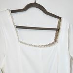 Lulus  White Long Sleeve Romper with Pearl Neckline NWT Size Medium Bridal Romper Photo 5