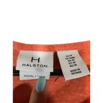 Halston Coral Pink Linen Layered Neck Short Sleeve Blouse Women Sz M Size M Photo 5