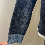 Chico's Open Front Waterfall Navy Silver Metallic Sparkly Cardigan Sz 2 (L 12) Photo 3