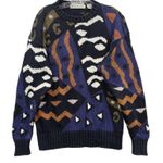 Vintage Henry Grethel Men's Knit Sweater Abstract Grandpa Cottagecore Winter M Blue Size M Photo 0