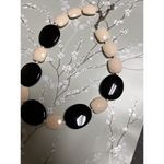 Black & Cream Acrylic Beaded Necklace W/ White Accents Fashion Jewelry BDT Photo 1