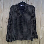 Josephine Chaus  Button Down Shirt Black Circle Long Sleeve Top Womens 14‎ Photo 0