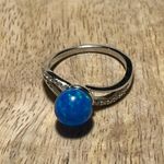 Sterling Silver NWOT Lab Created Blue Opal 925  Ring Photo 5