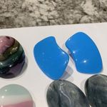 Lot Of 5 Colorful Pierced Costume Earrings Plastic Blue Purple Etc Photo 2