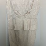 Badgley Mischka NWT Belle Cream Blush Floral Brocade Peplum Sheath Dress 10 Photo 3