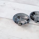 Vintage Stud Earrings Grey/Dark Silver Tone Large Dangle Statement Gray Photo 4