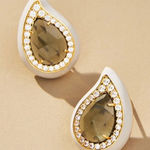 Anthropologie  Festive Embellished Teardrop Post Earrings‎ - Grey - NWT Photo 0