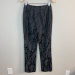 Max Mara  Pants 6 Womens Black Gray Leaf‎ Virgin Wool Silk Blend Straight Leg Photo 4