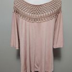 Blue B Collection Dusty Pink flare slewvw top size large Photo 6