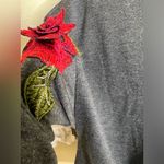 Very J NTM:  Thicker Charcoal Long Sleeve Top with 3D Rose Embroidery Sz XL Photo 7