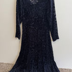 Vintage Caron Joy Sheer Velvet Burnout Dress Floral Long Sleeve Maxi Evening Black Size 12 Photo 0