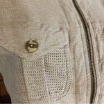 LIZ & CO. ECRU/BEIGE COTTON/LINEN BLEND ZIPPER FRONT UTILITY SHIRT (M) Size M Photo 8