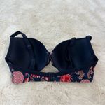 Navy Red Pineapple Floral Print Molded Cup Bikini Top, 32D Blue Size undefined Photo 3
