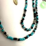 Blue and black double chain long necklace Photo 8