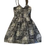 Soprano  Metallic Gold Stretched Fit & Flare Pleated Cocktail Mini Dress L Photo 0