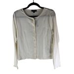 J Crew Pointelle Crewneck Knit Cardigan Cardigan Scalloped Trim Ivory L Size L Photo 0