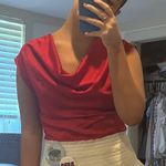 I Just Have to Have It Red Satin Cowl Neck Top Photo 0