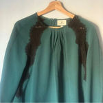 Tuckernuck Women’s Juniper Green Black Scalloped Lace Vail Blouse Photo 4