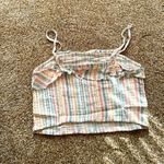 Hippie Rose  Spaghetti Ruched Crop Top Size M Color Ivory Stripe. Photo 0