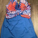 Swimsuits for All Plus Size Blue Pink Tropical Swim Suit Dress Padded Size 24 Photo 0
