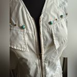 Vintage Luelle zipper front white turquoise beaded western dress, size small Photo 5