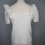 Madewell NEW  Crosshatch Ruffled‎ Top, XXS, white Photo 2