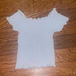 White Off Shoulder Smocked Ruffle Top Photo 1