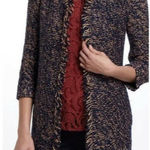 Anthropologie Sparrow Cardigan Sweater Large Navy Knit Open Fringe Linen Wool Photo 0