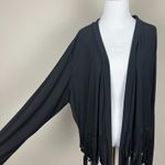 Attitudes by Renee Cardigan Fringe Topper Womens 3X Black Como Jersey Knit Open Photo 10
