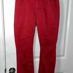 CAbi Maroon Capri Cut Frayed End Trim Hi-Low Crop Zipper Button Jeans Sz 4 Photo 0