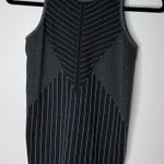 Athleta High Neck Gray Black Ribbed Sleeveless Workout Tank Athletic Top S Photo 0