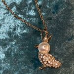 Liz Claiborne  Beautiful Bird w/ Crown Necklace 18” Pearl Head & Gem Stone Body Photo 7