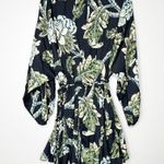 Rhode Womens Ella Mini Dress Leaves Print Long Sleeve Belted Black Green Size M Size M Photo 4