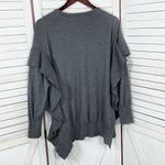 ZARA Ruffle Trim Sides V Neck Sweater Grey Medium Dolman Sleeve Photo 10