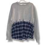 Furst of a Kind half sweatshirt half flannel top Photo 2