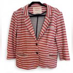 Anthropologie Cartonnier Striped Blazer Jacket Medium Red Gray Knit Photo 2