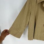 Maestro Tan Linen Blend Pleated Cropped Sleeve 2 Button Jacket Size XL Photo 3
