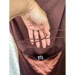 Windsor  Sultry Strappy Stretch Cord Open Back Satin Brown Bodycon Mini Dress M Photo 5