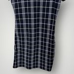 Theory Branteen JP Check Knit Mini Dress Navy White Plaid Size Large Photo 7