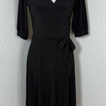 Laundry by Shelli Segal Black Faux Wrap Dress Stretch size 6 Photo 0