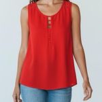 Stitch Fix *New Skies Are Blue Tiffany Ladder Trim Top Red Womens L Romantic Photo 0