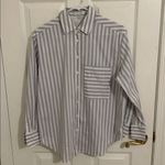 AYR  Women's The Deep End Button Up Shirt Grape Soda Stripe Size XS Photo 3