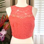 Lush Clothing 3/$15 Lush Sweetheart Lace Beaded Crop Top in Coral Photo 0